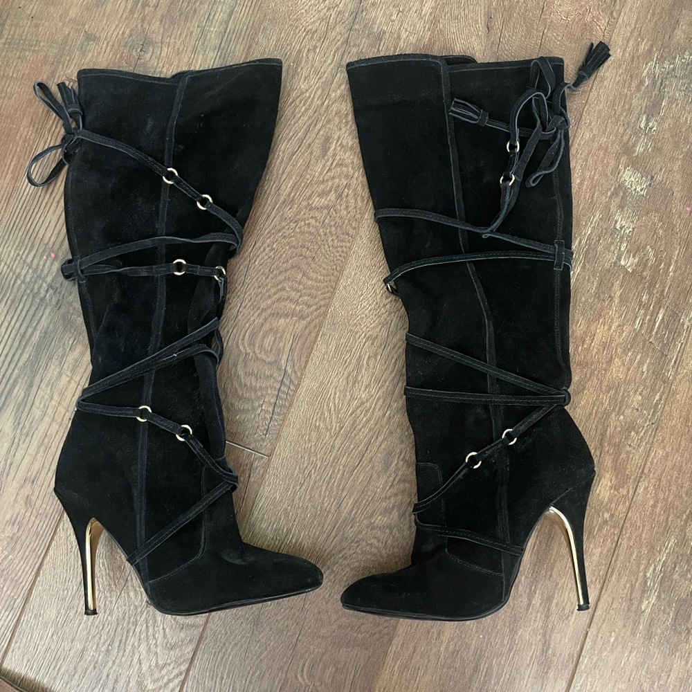 Boots Colin Stuart Victoria’s Secret black and gold lace up